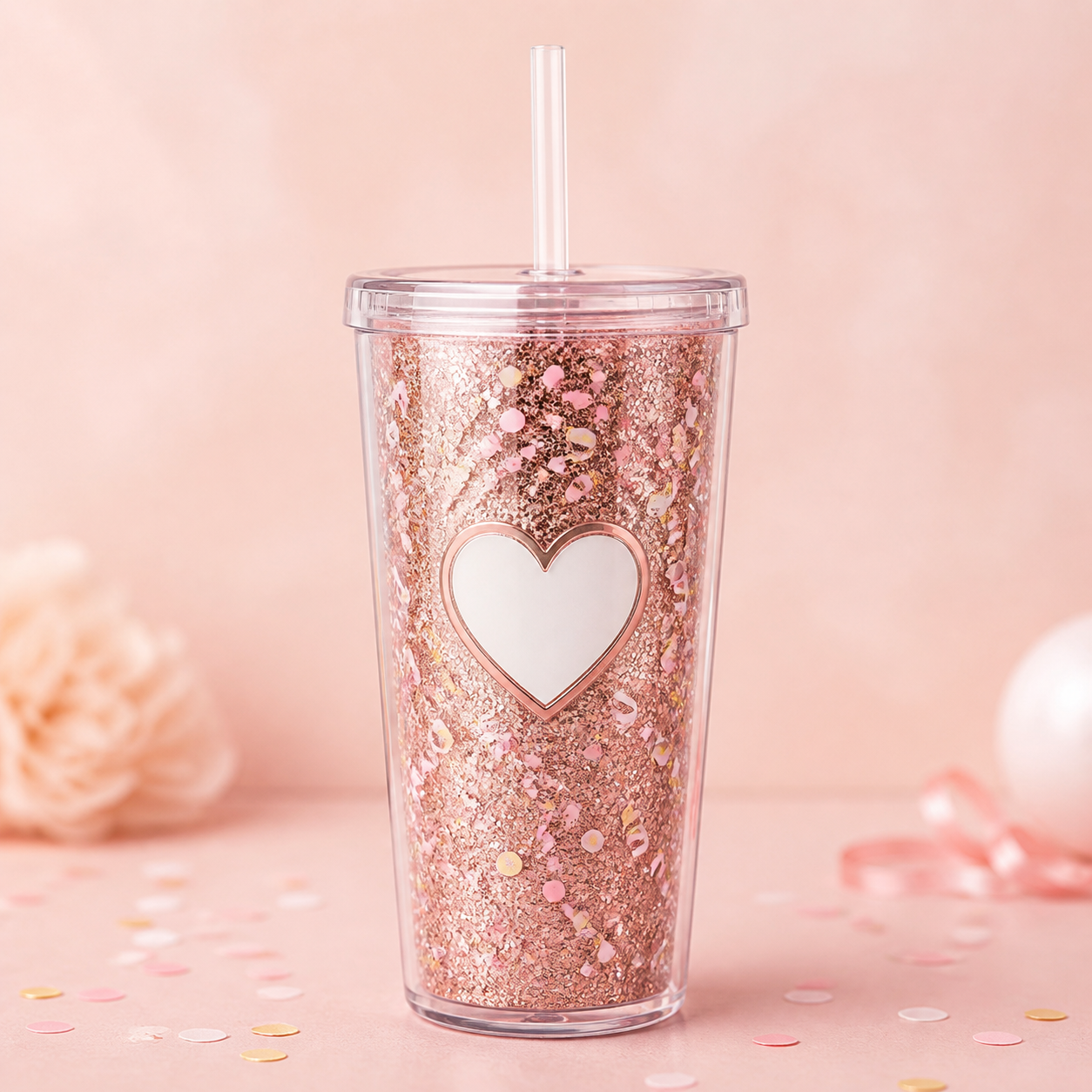 Rose gold birthday glitter tumbler