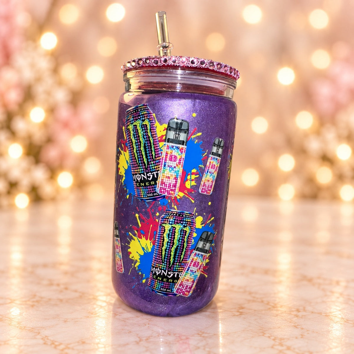 Purple Energy Sparkle Cup — Pink Lid — alternate photo 041 (original photograph)