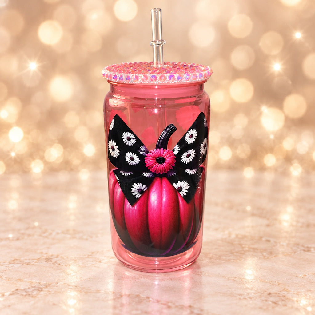 Pink Daisy Pumpkin Cup — studio product photograph