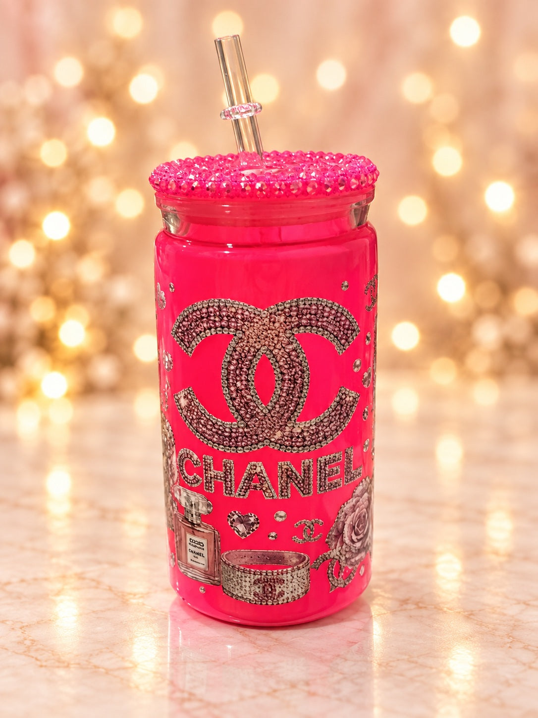 Hot Pink Fashion Sparkle Cup — studio product photograph
