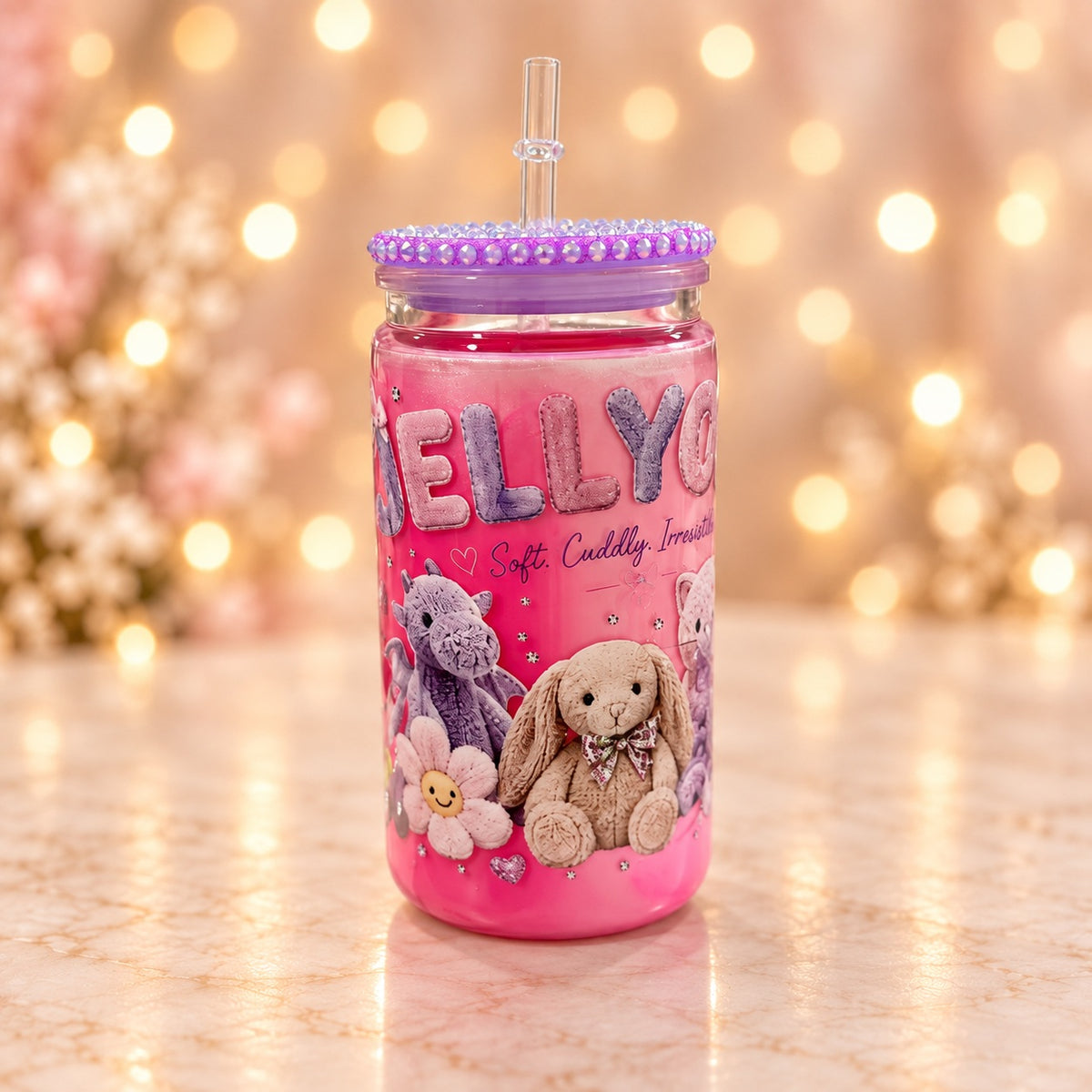 Pink Cuddly Friends Cup — studio product photograph