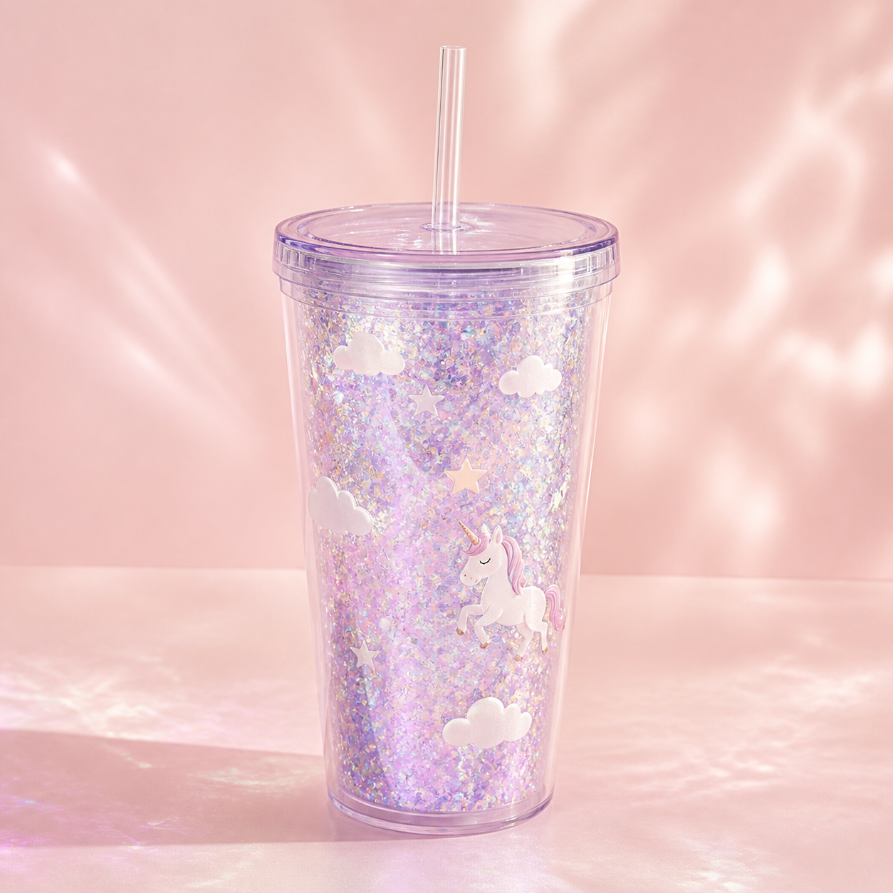 Pastel unicorn glitter tumbler